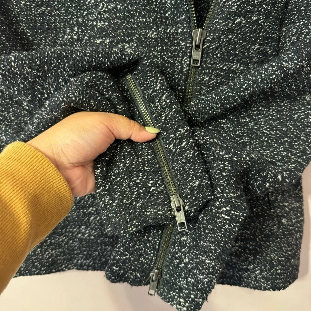 J Crew  Women Moto Boucle Tweed Jacket Black Full Zip Women Size 6 - Picture 4 of 8